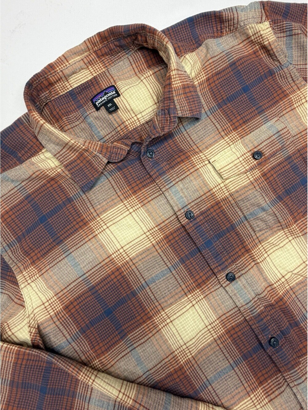 Patagonia Fjord Flannel Shirt Mens XXL Red Plaid 100% Organic Cotton Lightweight